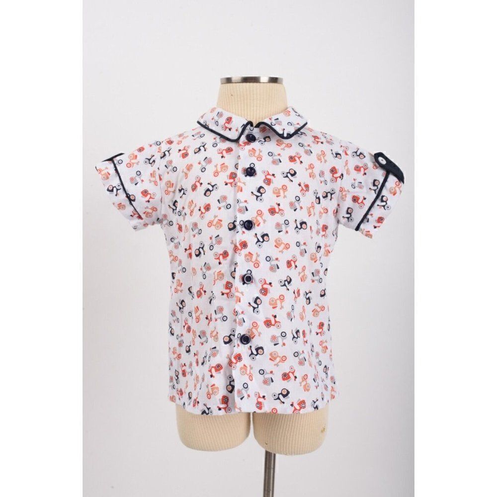 Pretty Originals England Boys Shirt 3 Mos Suspenders Shorts Scooter Print NWT
